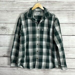 Carhartt Button Up Shirt Plaid Green Outdoor Workwear Casual XL